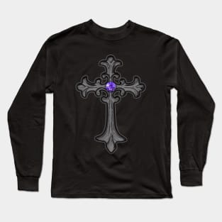 Cross Purple Gemstone Long Sleeve T-Shirt